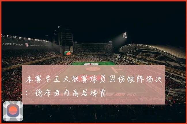 本赛季五大联赛球员因伤缺阵场次：德布劳内高居榜首
